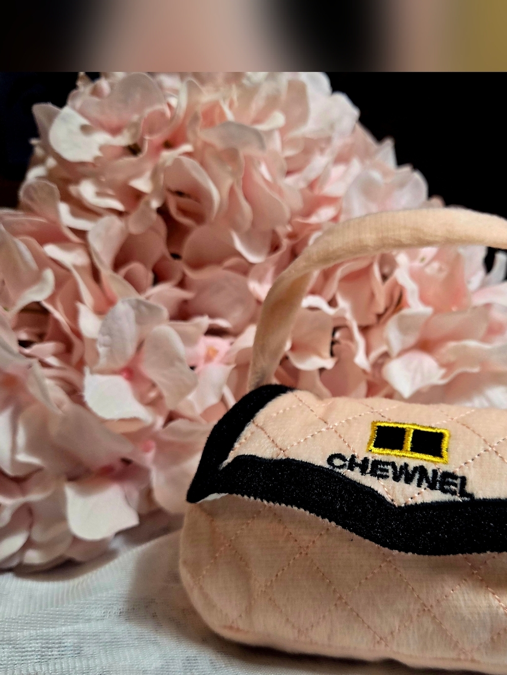 CHEWNEL Quilted Pink Mini Bag Plush Dog Squeak Toy